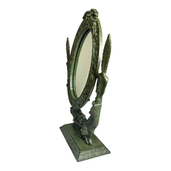 Antique Art Nouveau Safari-Themed Oval Vanity Mirror With Zebra & Giraffe Motif - Picture 8 of 9